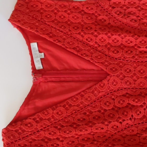 Anthropology San & Soni Women's Red Lace Dress Size 8 NWOT - Picture 9 of 16